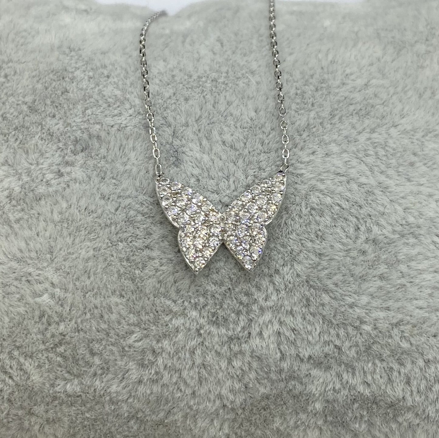 925K Sterling Silver CZ Butterfly Necklace for Women , Butterfly Pendant , Everyday Jewelry , Silver Necklace , Minimalist Layering Necklace