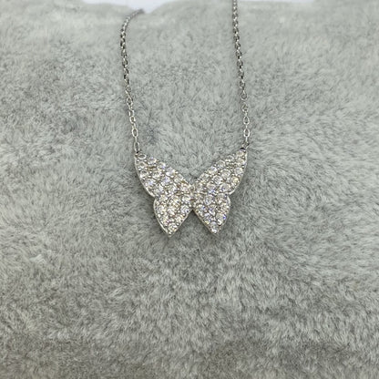 925K Sterling Silver CZ Butterfly Necklace for Women , Butterfly Pendant , Everyday Jewelry , Silver Necklace , Minimalist Layering Necklace