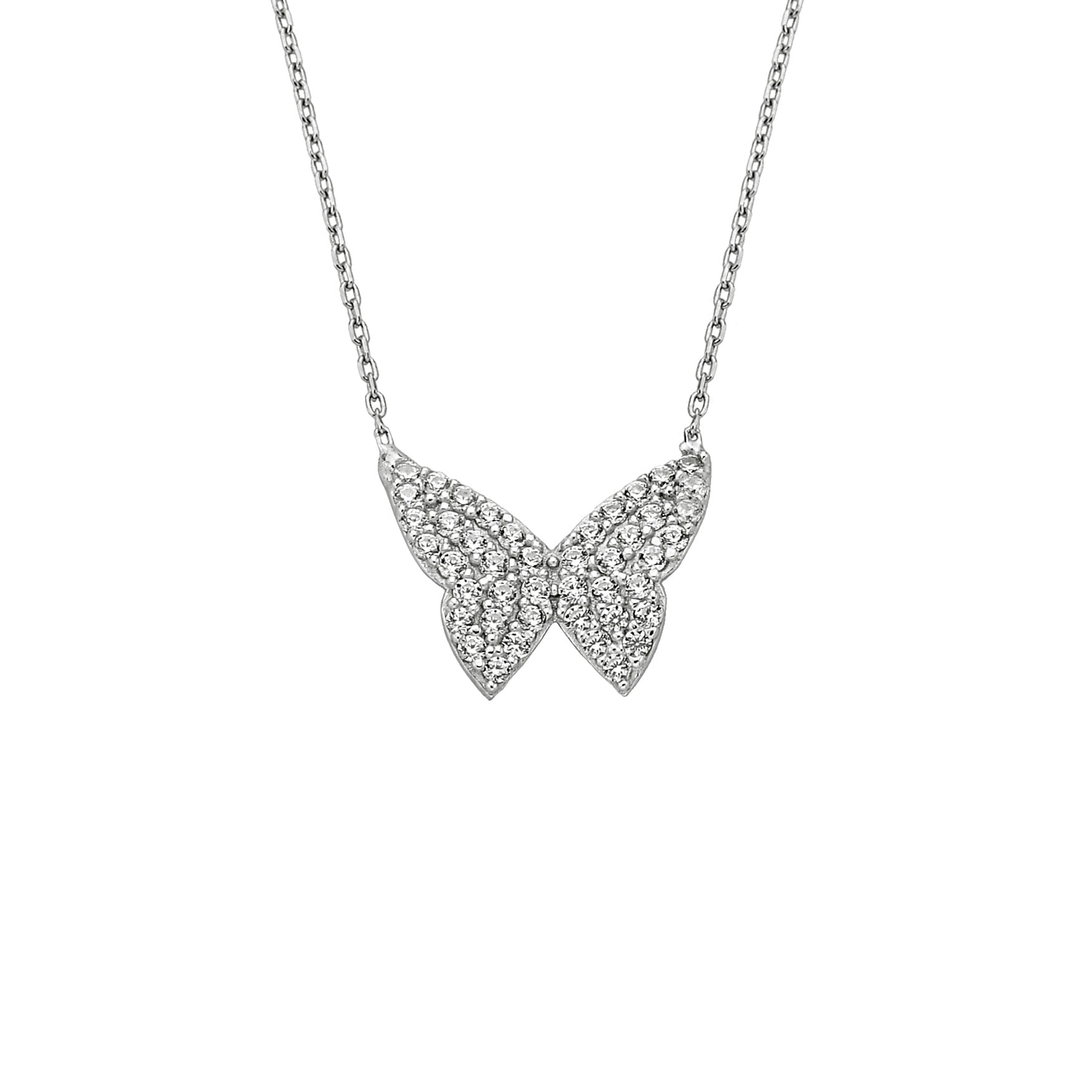 925K Sterling Silver CZ Butterfly Necklace for Women , Butterfly Pendant , Everyday Jewelry,Silver Necklace , Minimalist Layering Necklace