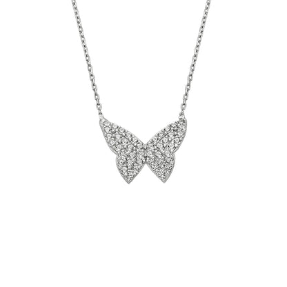 925K Sterling Silver CZ Butterfly Necklace for Women , Butterfly Pendant , Everyday Jewelry,Silver Necklace , Minimalist Layering Necklace