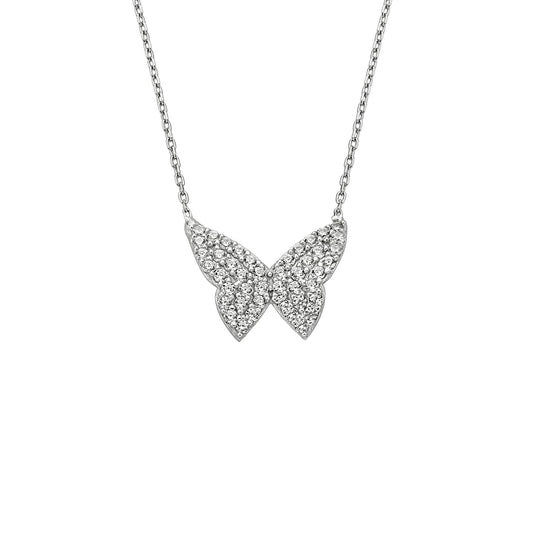 925K Sterling Silver CZ Butterfly Necklace for Women , Butterfly Pendant , Everyday Jewelry,Silver Necklace , Minimalist Layering Necklace