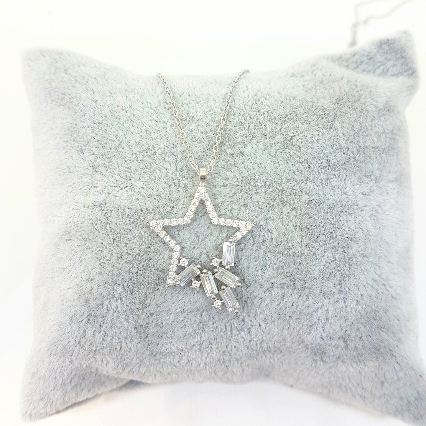 925K Sterling Silver CZ Star Necklace for Women , Cubic Zirconia star necklace , charm necklaces