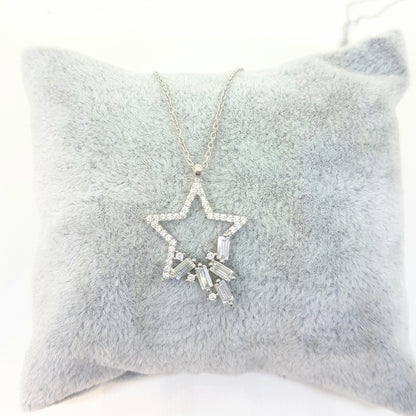 925K Sterling Silver CZ Star Necklace for Women , Cubic Zirconia star necklace , charm necklaces
