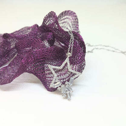 925K Sterling Silver CZ Star Necklace for Women, xmas christmas gifts