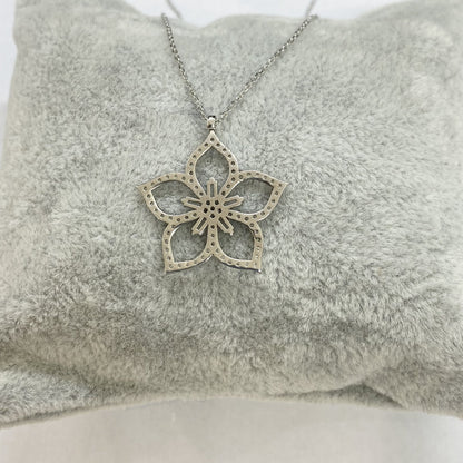 925K Sterling Silver Cherry Blossom Flower Necklace for Women , Flower Pendant Silver , Sakura Flower Necklace , Summer Jewelry ,Gift for Her