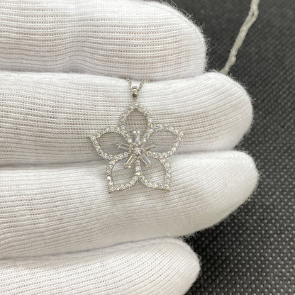 925K Sterling Silver Cherry Blossom Flower Necklace for Women , Flower Pendant Silver , Sakura Flower Necklace, Summer Jewelry,Gift for Her