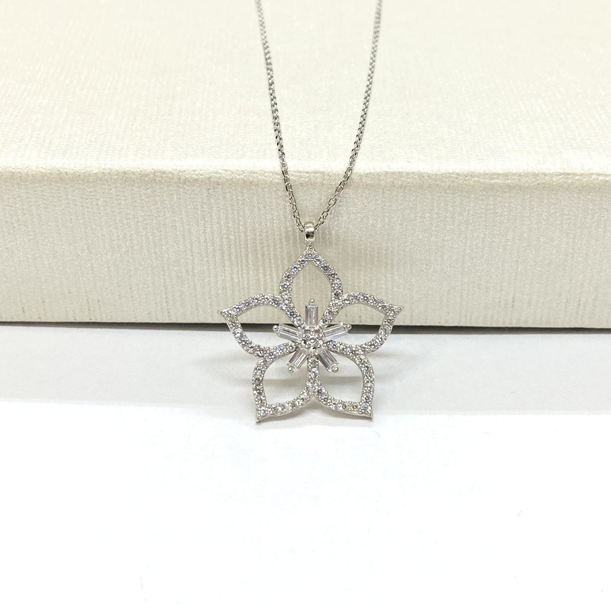 925K Sterling Silver Cherry Blossom Flower Necklace for Women , Flower Pendant Silver , Sakura Flower Necklace, christmas Gift for Her