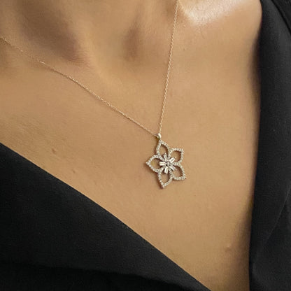 925K Sterling Silver Cherry Blossom Flower Necklace for Women , Flower Pendant Silver , Sakura Flower Necklace,Summer Jewelry,Gift for Her