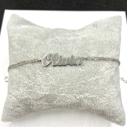 925K Sterling Silver Custom Name Bracelet , Name Plate Bracelet , Silver Name Bracelet for Women Girls Kids, Personalized Jewelry Gifts