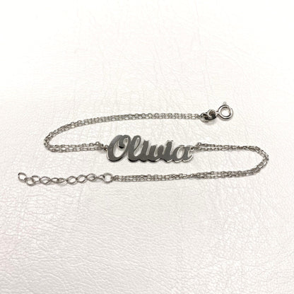 925K Sterling Silver Custom Name Bracelet , Name Plate Bracelet , Silver Name Bracelet for Women Girls Kids , Personalized Jewelry Gifts