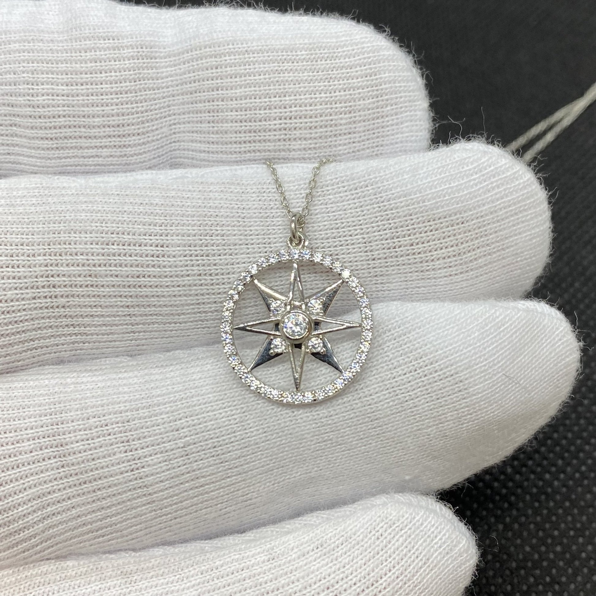 925K Sterling Silver Double North Star Necklace for Women , Compass Necklace Silver , North Star Pendant ,Minimalist Charm Necklace,Gift for her
