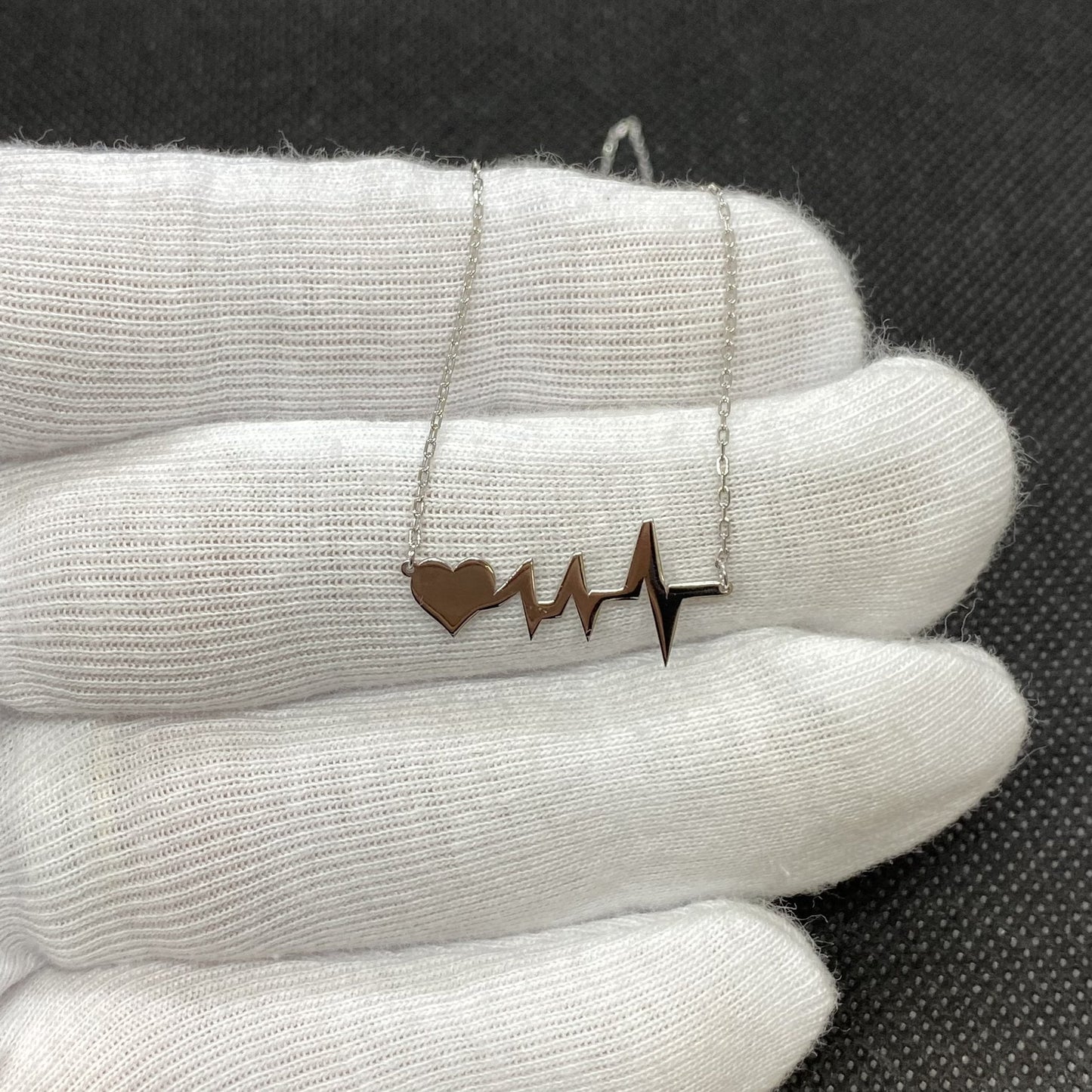 925K Sterling Silver Heart Life Line Necklace for Women , Heart Necklace Silver , Heartbeat Pulse EKG Love Cardiogram Necklace, Gift for her