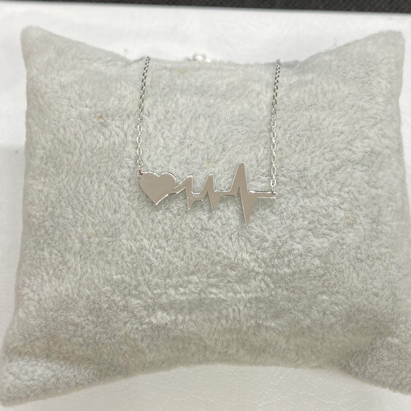 925K Sterling Silver Heart Life Line Necklace for Women , Heart Necklace Silver , Heartbeat Pulse EKG Love Cardiogram Necklace ,Gift for her