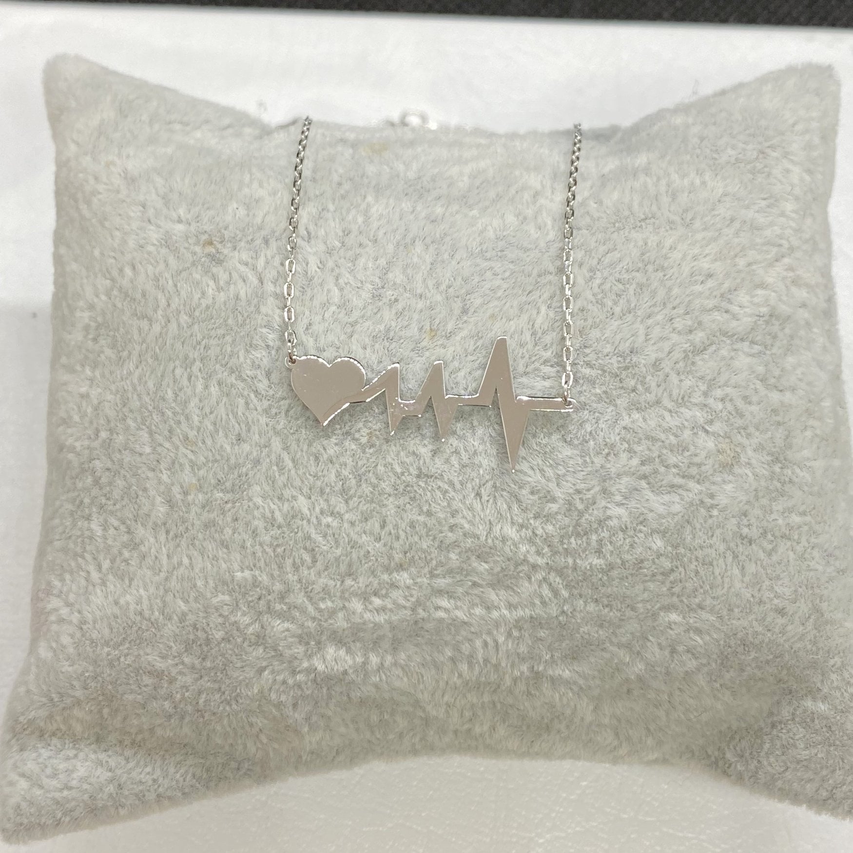 925K Sterling Silver Heart Life Line Necklace for Women , Heart Necklace Silver , Heartbeat Pulse EKG Love Cardiogram Necklace ,Gift for her