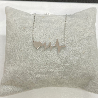 925K Sterling Silver Heart Life Line Necklace for Women , Heart Necklace Silver , Heartbeat Pulse EKG Love Cardiogram Necklace ,Gift for her