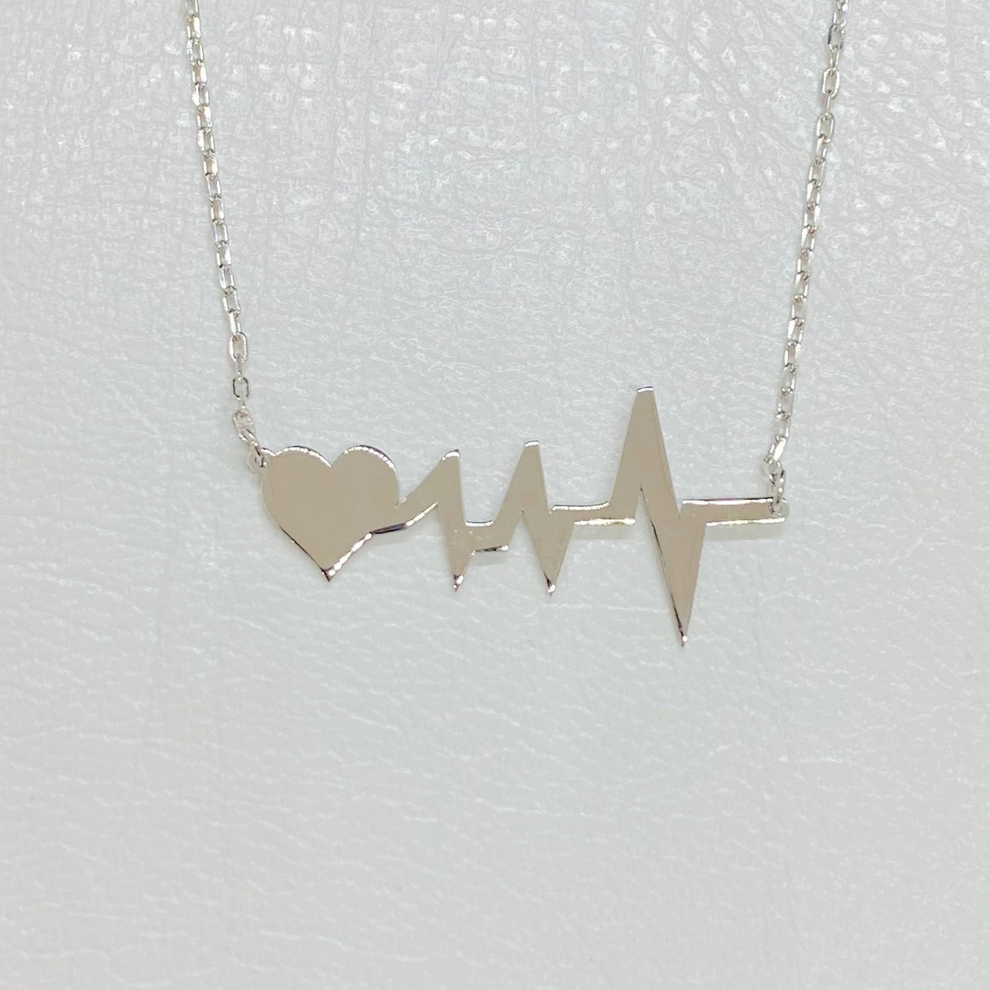 925K Sterling Silver Heart Life Line Necklace for Women , Heart Necklace Silver , Heartbeat Pulse EKG Love Cardiogram Necklace,Gift for her