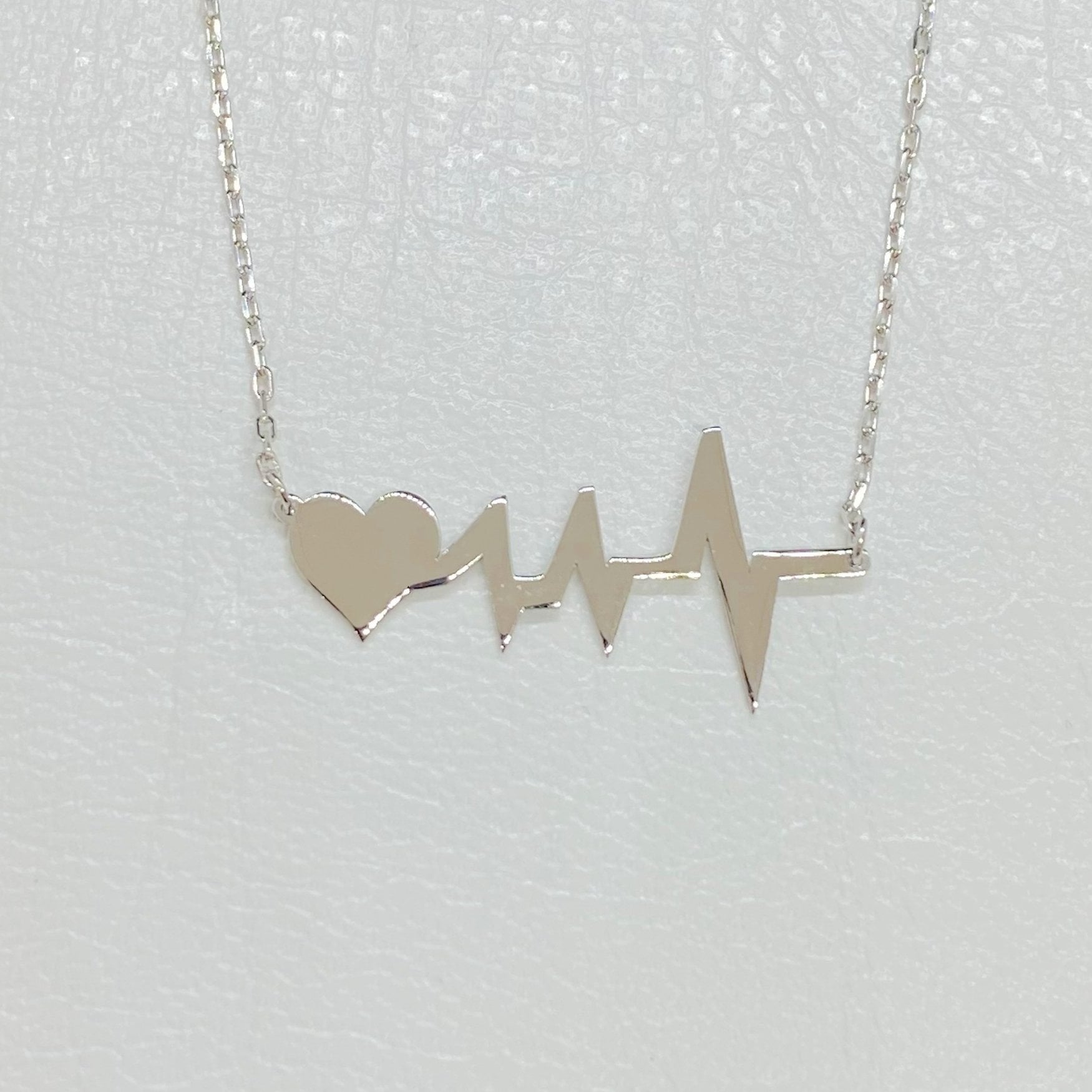 925K Sterling Silver Heart Life Line Necklace for Women , Heart Necklace Silver , Heartbeat Pulse EKG Love Cardiogram Necklace,Gift for her