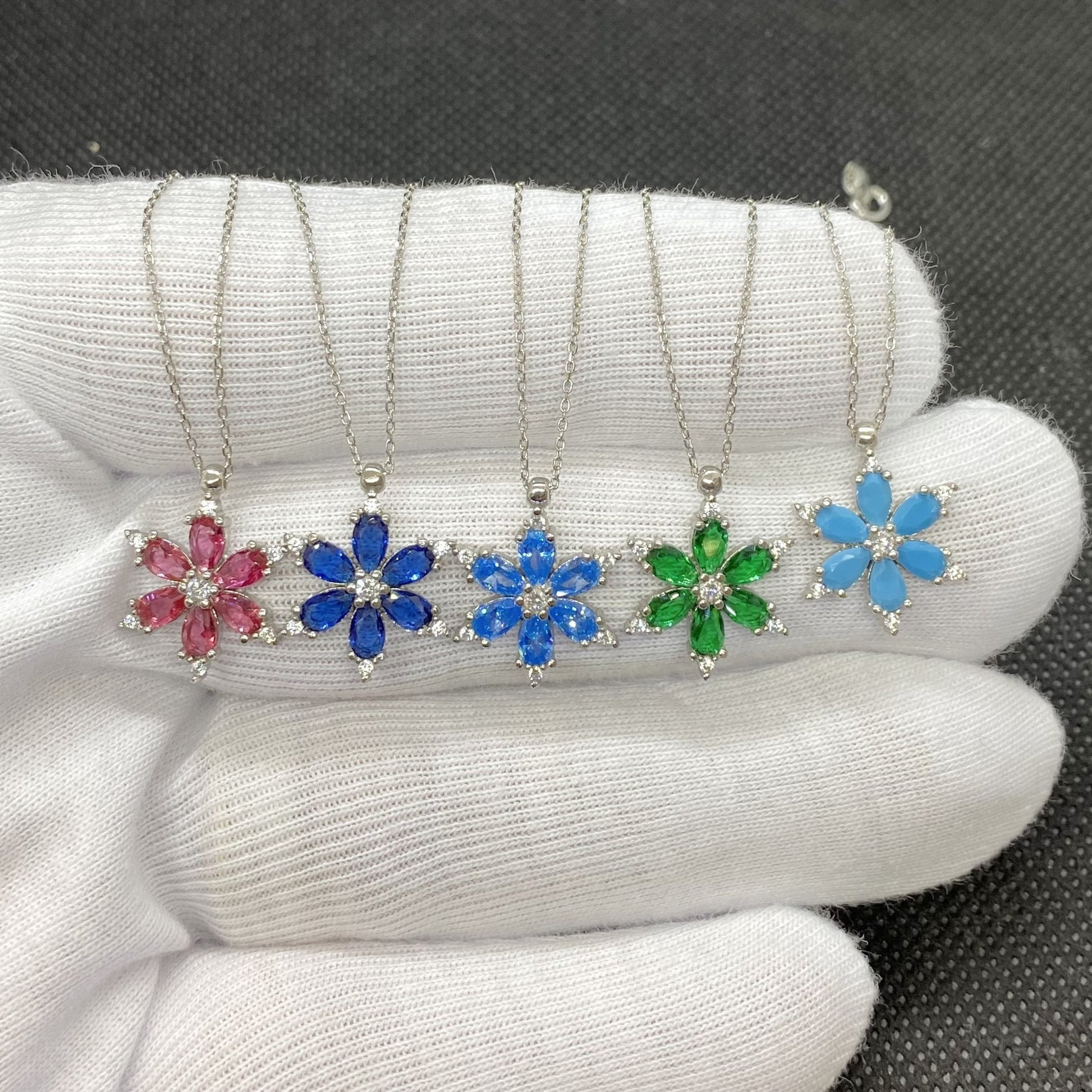 925K Sterling Silver Lotus Birthstone Necklace for Women , Birthstone Jewelry , Lotus Pendant , Birthstone Flower Necklace , Jewelry Birthday gifts