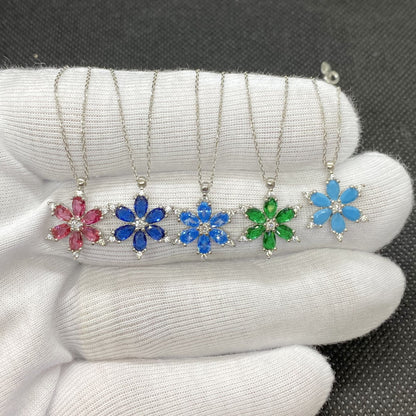 925K Sterling Silver Lotus Birthstone Necklace for Women , Birthstone Jewelry , Lotus Pendant , Birthstone Flower Necklace , Jewelry Birthday gifts