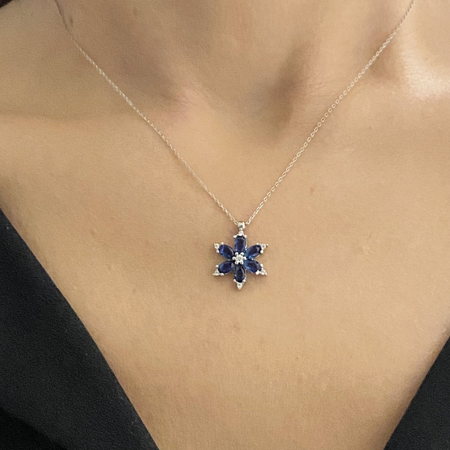 925K Sterling Silver Lotus Birthstone Necklace for Women , Birthstone Jewelry , Lotus Pendant , Birthstone Flower Necklace , Mother's Day gifts