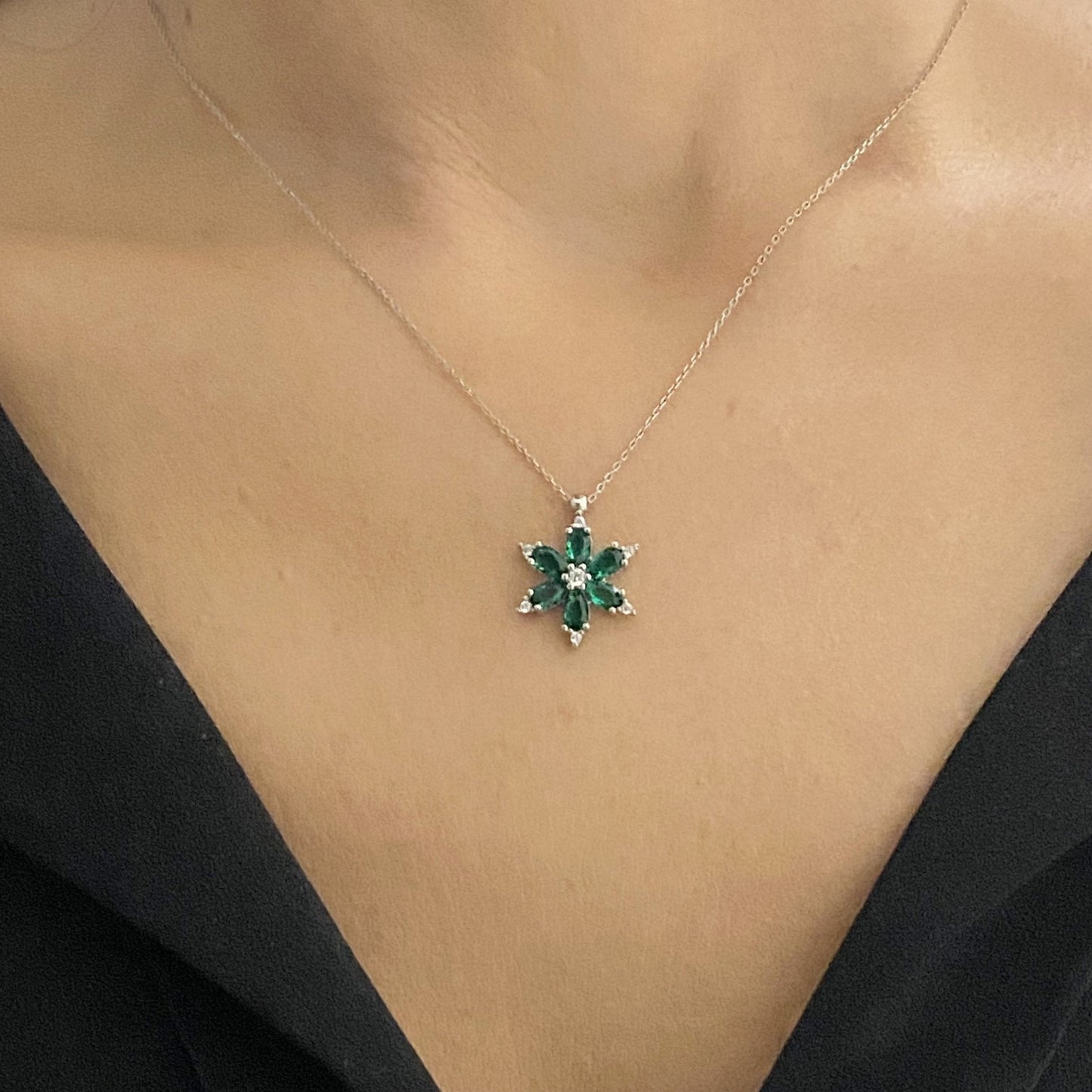 925K Sterling Silver Lotus Birthstone Necklace for Women , Birthstone Jewelry , Lotus Pendant , Birthstone Flower Pendant , Birthday gifts