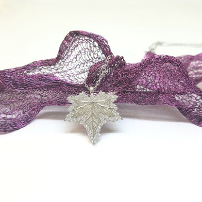 925K Sterling Silver Maple Necklace , Long Leaf Pendant Necklace , CZ Maple Necklace , Christmas Gift , Canadian Maple Leaf Necklace