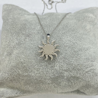 925K Sterling Silver Opal Glowing Sun Necklace for Women , Sunburst Necklace Silver , Sun Pendant Silver, Summer Jewelry , Dainty Necklace