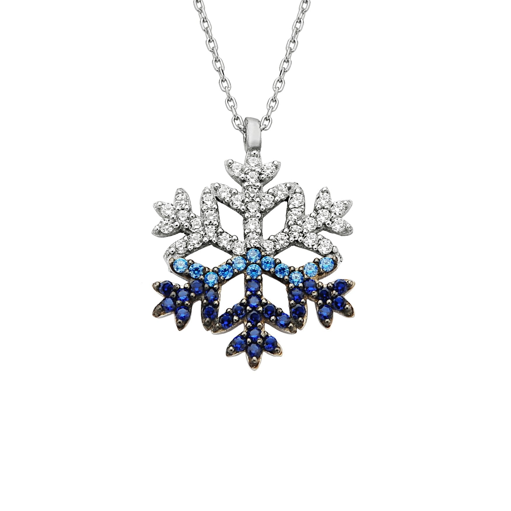 925K Sterling Silver Snowflake Pendant Necklace for Women , CZ Pave Silver Necklace , Winter Snowflake Jewelry, Dainty Necklace for Her