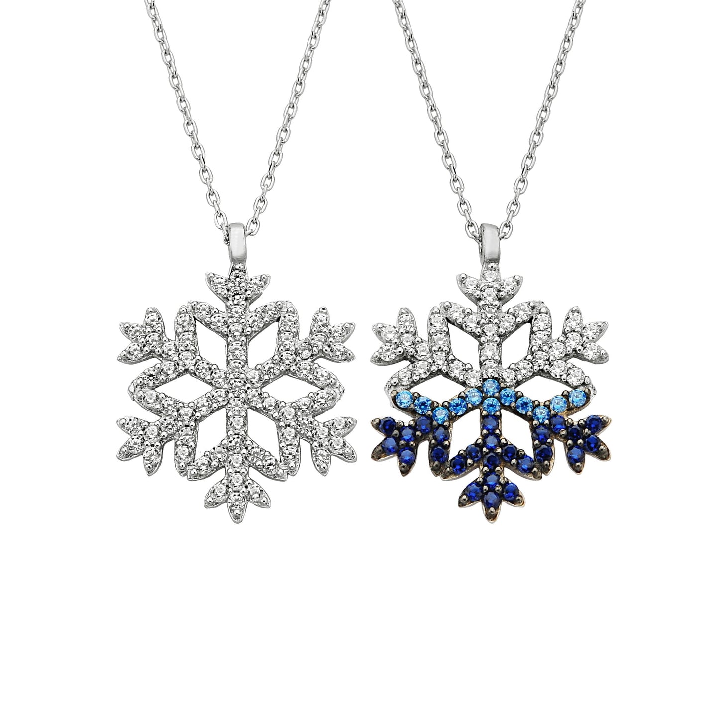 925K Sterling Silver Snowflake Pendant Necklace for Women , CZ Pave Silver Necklace , Winter Snowflake Jewelry, Dainty Necklace for mom