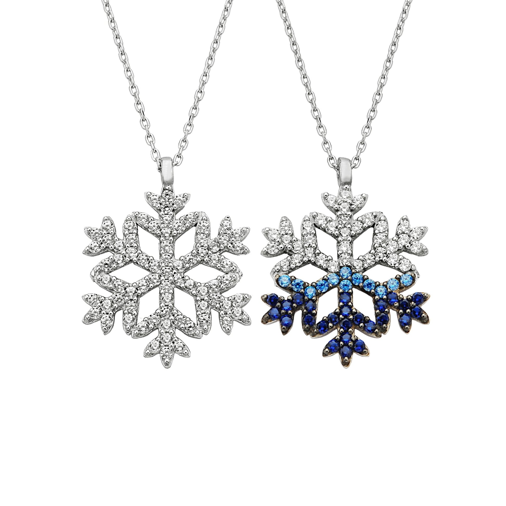 925K Sterling Silver Snowflake Pendant Necklace for Women , CZ Pave Silver Necklace , Winter Snowflake Jewelry, Dainty Necklace for mom