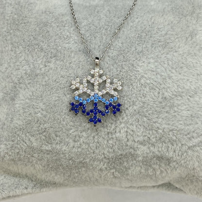 925K Sterling Silver Snowflake Pendant Necklace for Women , CZ Pave Silver Necklace , Winter Snowflake Jewelry, Minimalist Necklace for Her mom