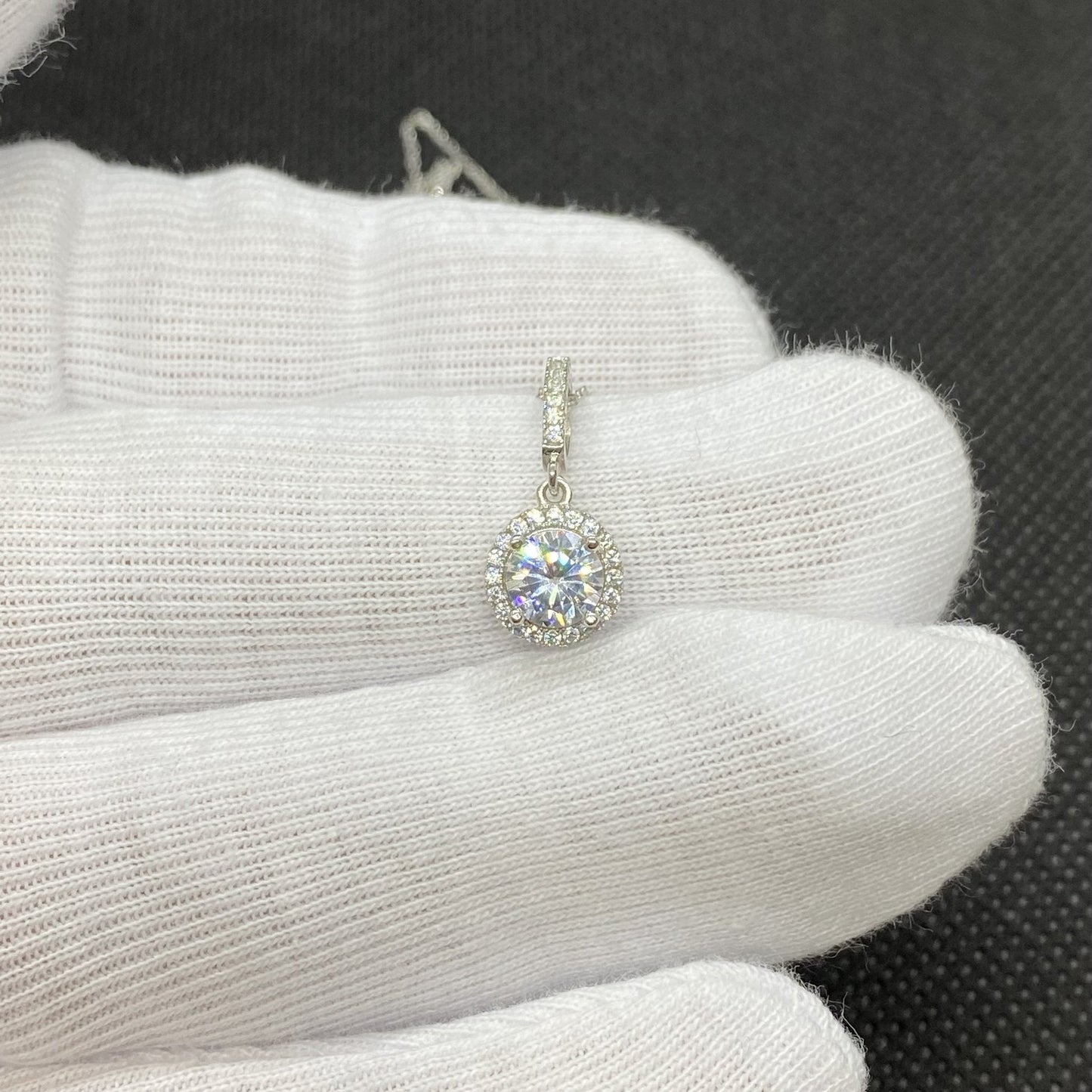 925K Sterling Silver Solitaire Round Necklace for Women , Dainty CZ Cubic Zirconia Solitaire Pendant ,Christmas Gift for Her ,Summer Necklace