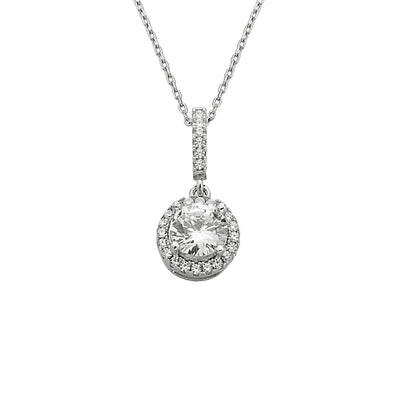 925K Sterling Silver Solitaire Round Necklace for Women , Dainty CZ Cubic Zirconia Solitaire Pendant ,Christmas Gift for Her,Summer Necklace
