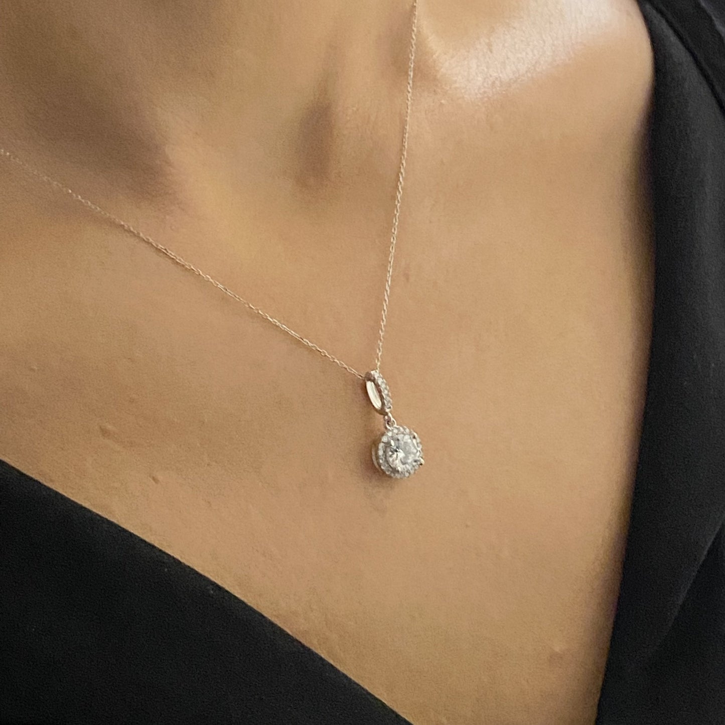 925K Sterling Silver Solitaire Round Necklace for Women , Dainty CZ Cubic Zirconia Solitaire Pendant, Christmas Gift for Her,Summer Necklace