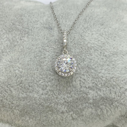 925K Sterling Silver Solitaire Round Necklace for Women , Dainty CZ Cubic Zirconia Solitaire Pendant ,Christmas Gift for mom, Summer Necklace