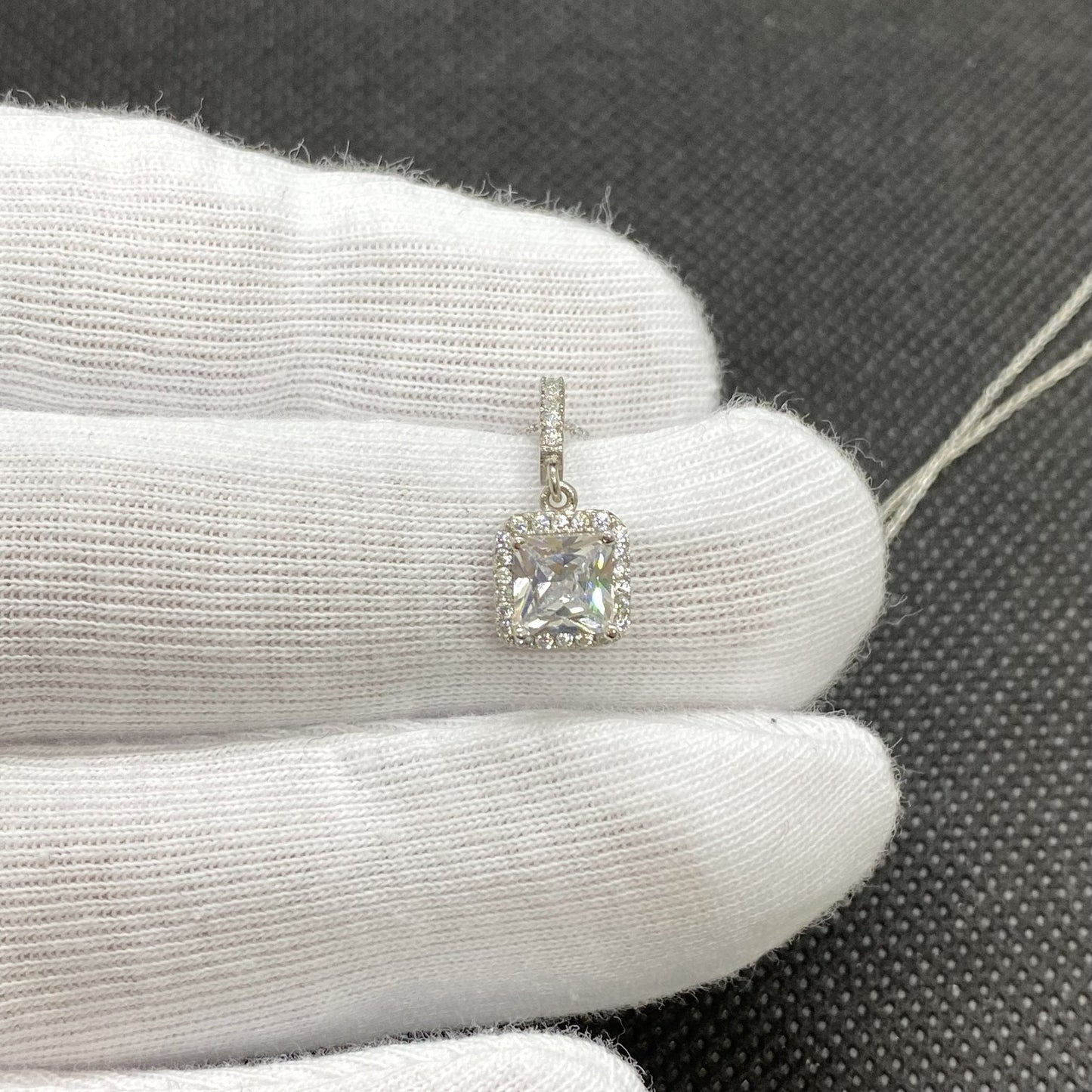 925K Sterling Silver Square Solitaire Necklace for Women , CZ Tiny Solitaire Pendant Necklace Silver,April Birthstone Necklace, Gift for Her ,W