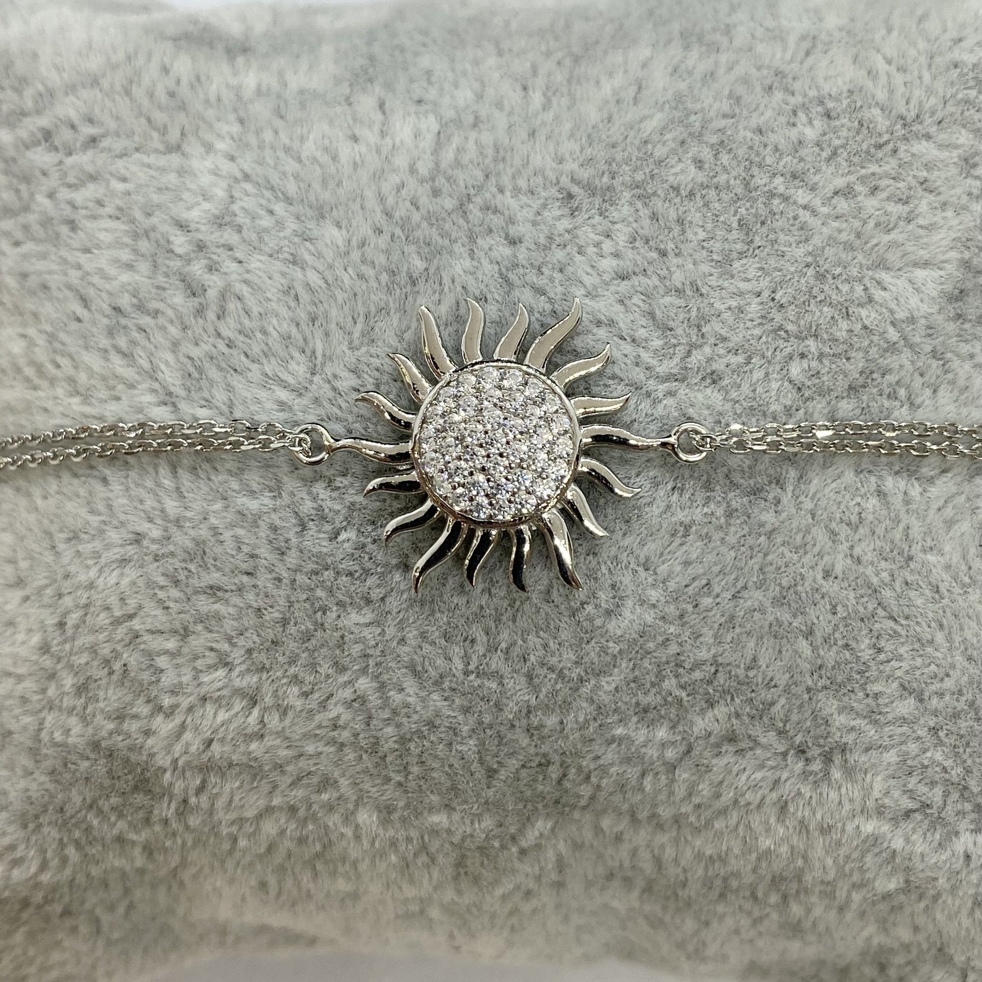 925K Sterling Silver Sun Bracelet for Women, Dainty Sun Bracelet , CZ Chain Bracelet ,Summer Glowing Sun Sunshine Jewelry , Christmas Gift
