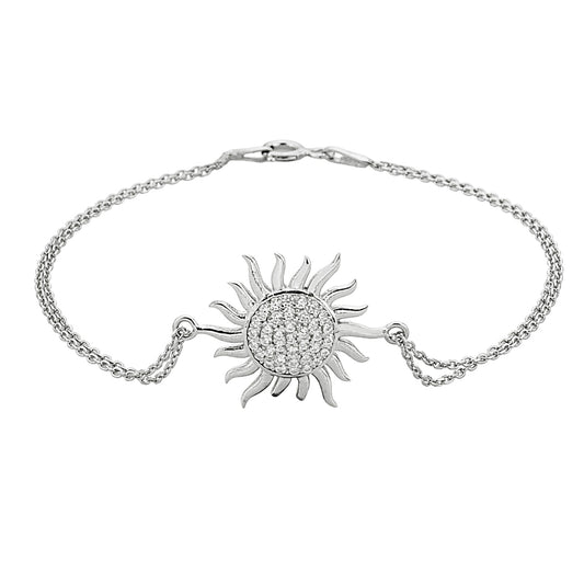 925K Sterling Silver Sun Bracelet for Women, Dainty Sun Bracelet , CZ Chain Bracelet , Summer Glowing Sun Sunshine Jewelry , Christmas Gift
