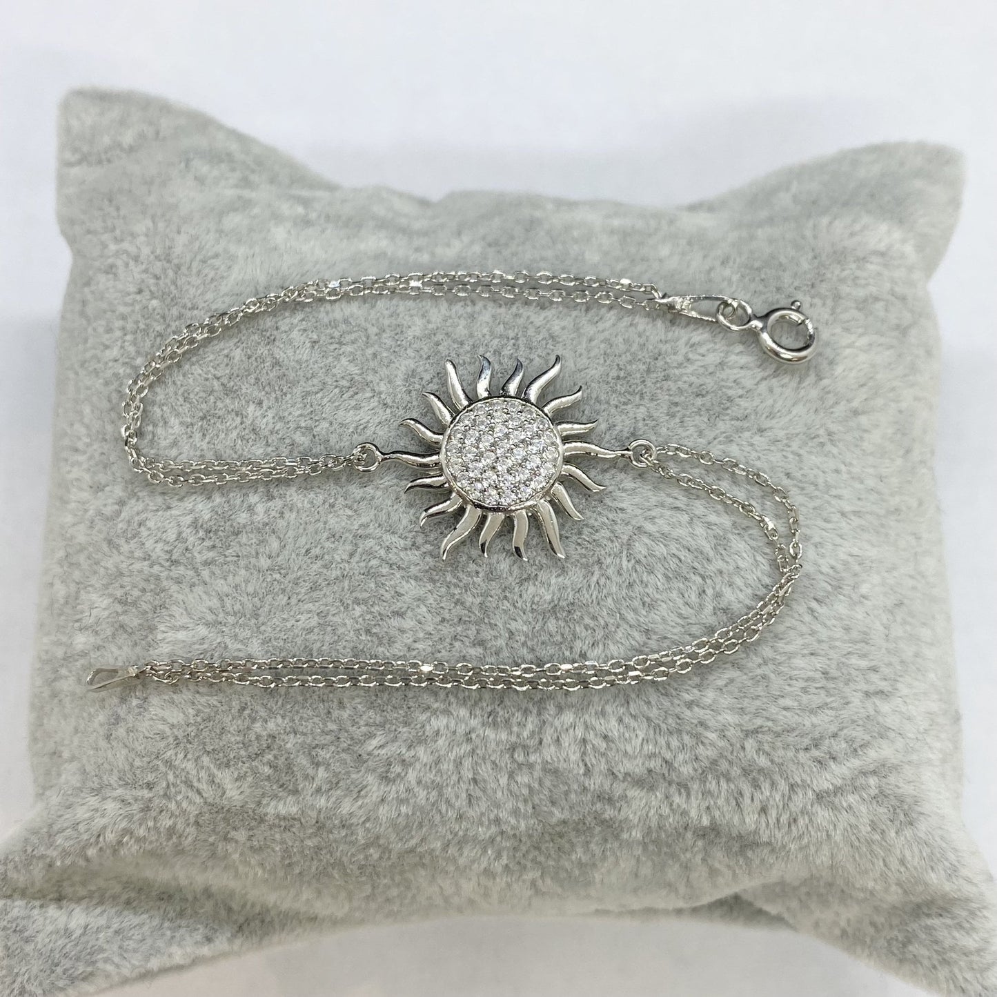 925K Sterling Silver Sun Bracelet for Women, Dainty Sun Bracelet , CZ Chain Bracelet , Summer Glowing Sun Sunshine Jewelry,Christmas Gift