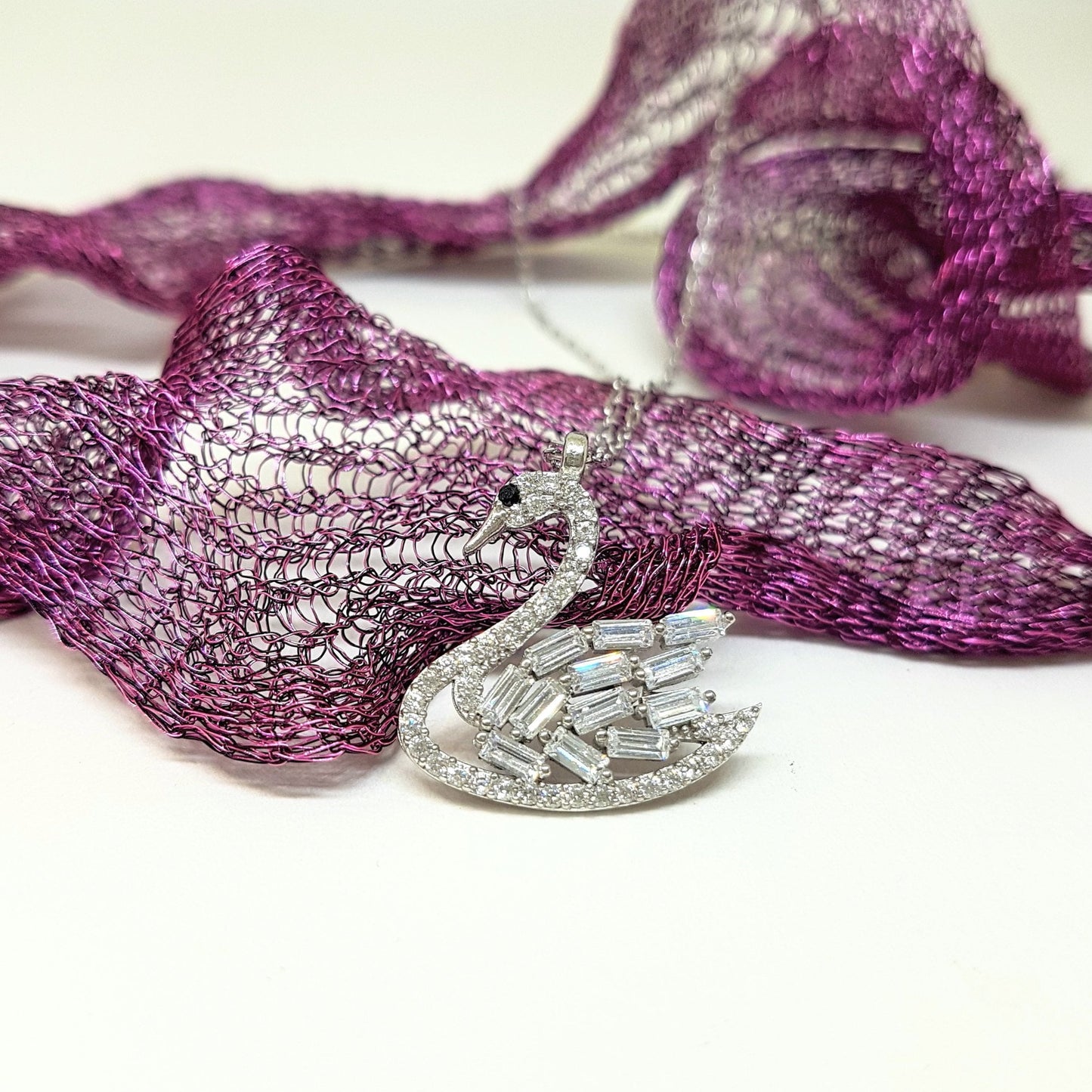 925K Sterling Silver Swan Necklace for Women, animal necklace, fine jewelry