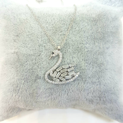 925K Sterling Silver Swan Necklace for Women , gift for her mom