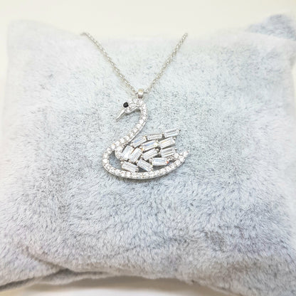 925K Sterling Silver Swan Necklace for Women