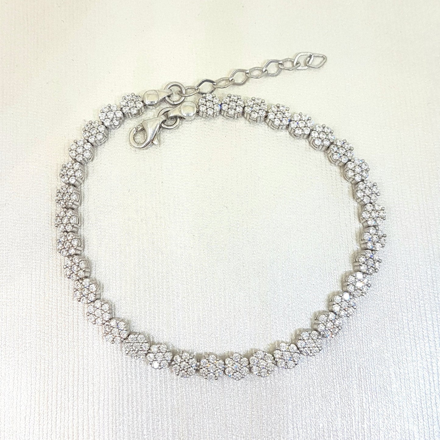 925K sterling silver cz tennis bracelet , extender bracelet
