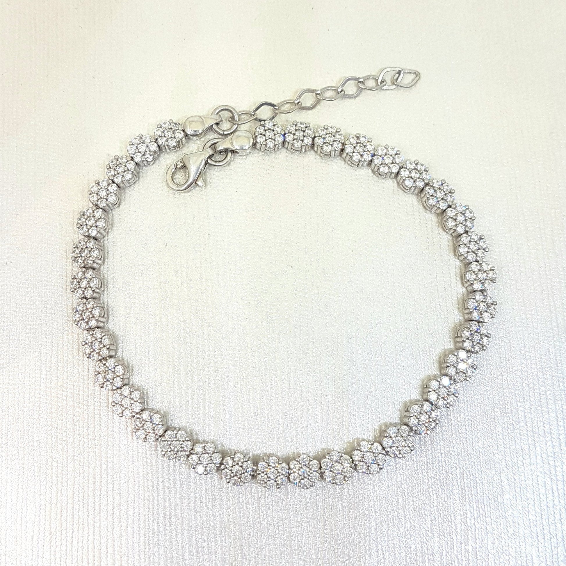 925K sterling silver cz tennis bracelet , extender bracelet
