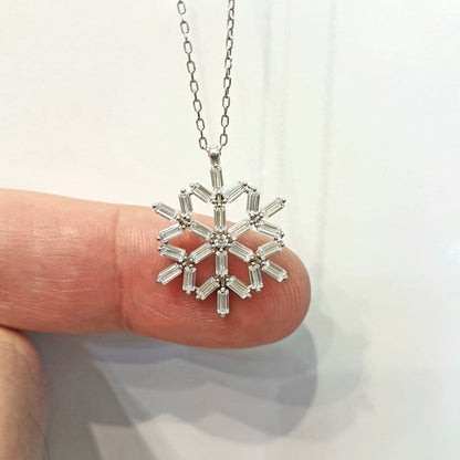 925K sterling silver snowflake necklace, winter necklacechristmas romantic jewlery neckless womens crown snowflake necklace for women cubic zirconia earrings 925 sterling silver