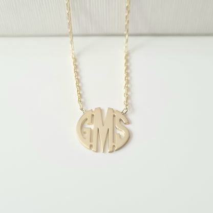 925K Sterling Silver Custom Three Letter Monogram Necklace for Women