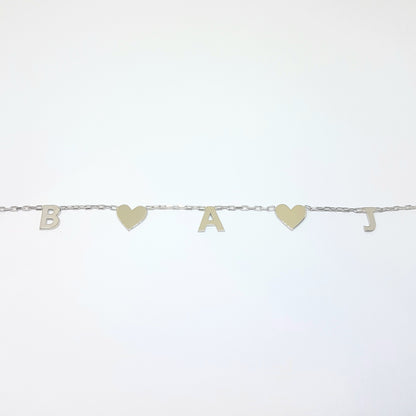 925K Sterling Silver Heart and Custom Letter Necklace for Women