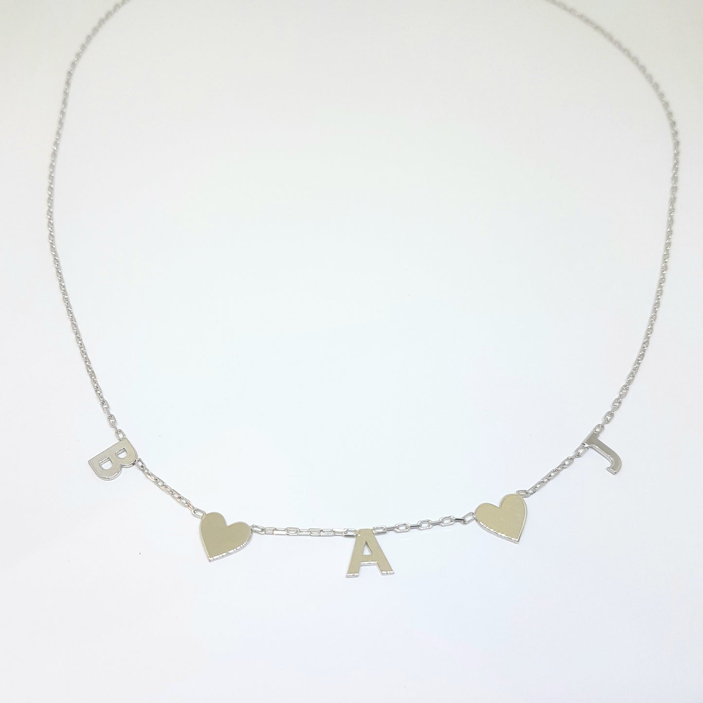 925K Sterling Silver Heart and Custom Letter Necklace for Women