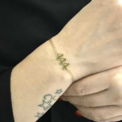 Angel Number Bracelet for Women, Numerology Birth Year Personalized Custom Number Date Bracelet ,14K Real Solid Gold Lucky Spiritual Jewelry