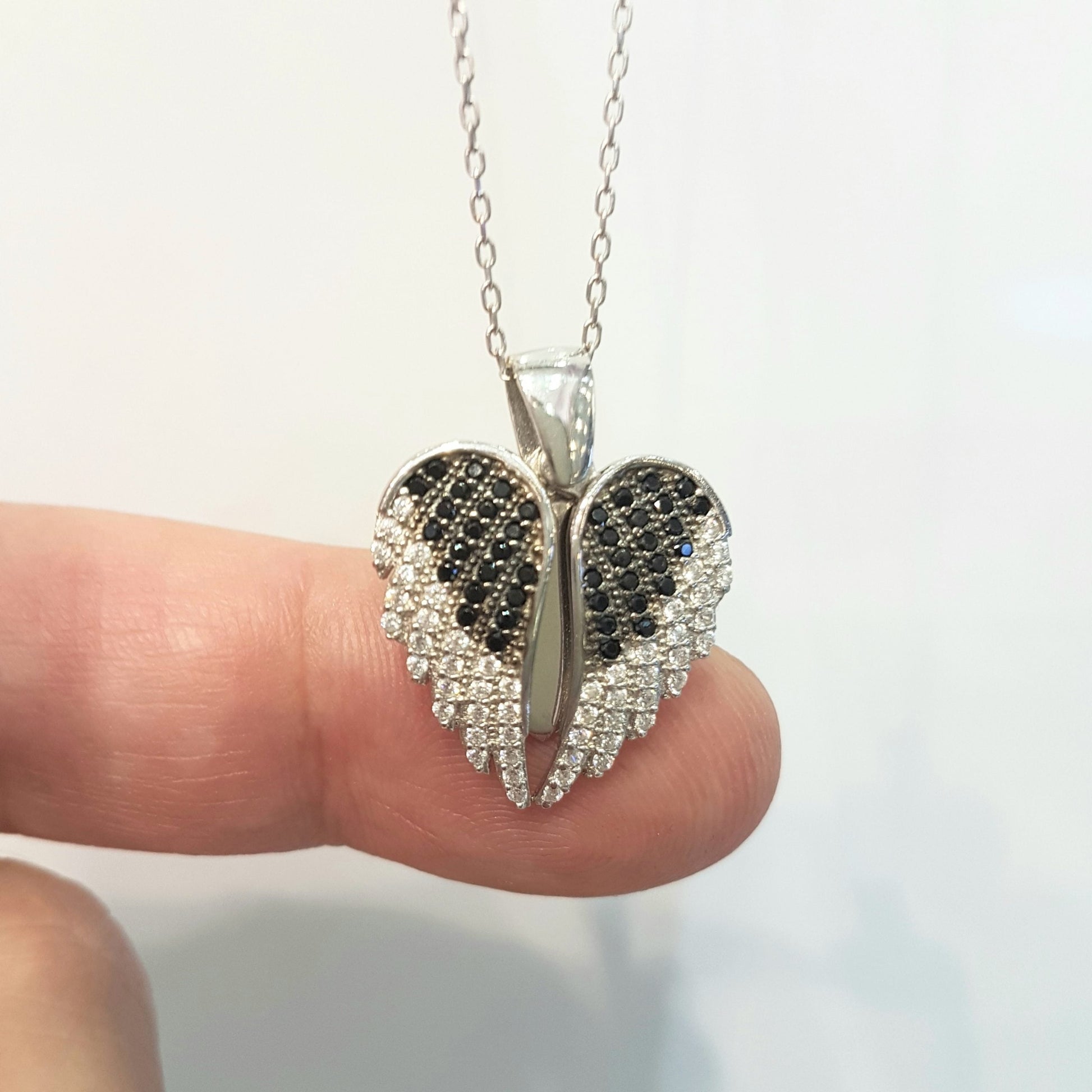 925 Sterling Silver Double Angel Wings Memorial Personalized Forever Remember Names Dates Charm Pendant Necklace Best Birthday Christmas Anniversary Graduation Gift for Women with Rose Plated Option